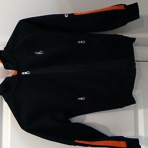 Boys size small polo ralph Lauren zip up hoodie black and orange
